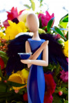 Sternkopf-Engel Blue Desire, stehend, mit Kerzenhalter